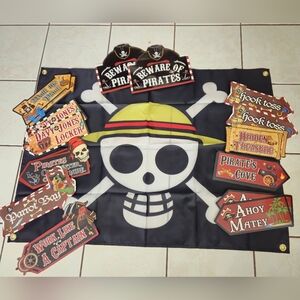 Pirate Themed Flag and Signs Set. GE Animation GE-6468 Party Decor Luffy's Straw